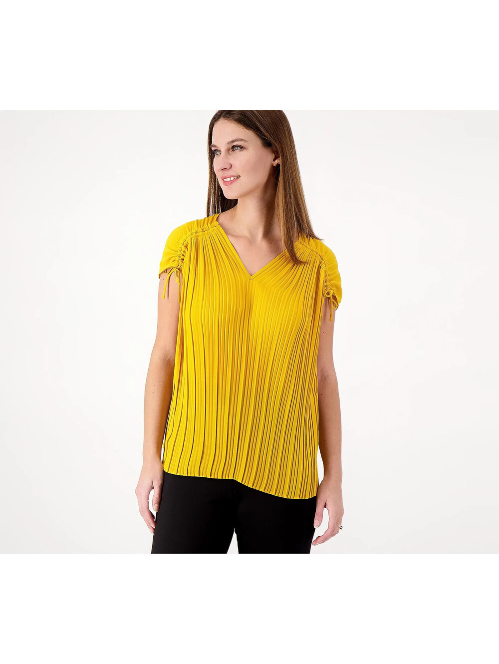 #2191 Attitudes by Renee Global IllusionsCinch Pleated Top SIZE L